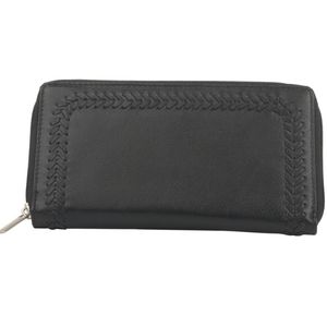 UNION CODE Black Genuine Leather RFID Women's Wallet (7.5"x4.5")